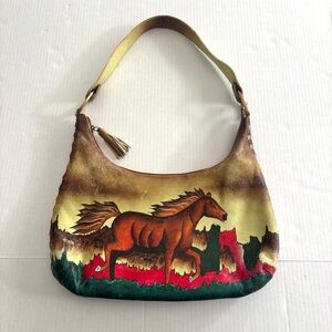 Magnifique Hand-painted Leather Bag Horse Artsy Equestrian Vintage Purse